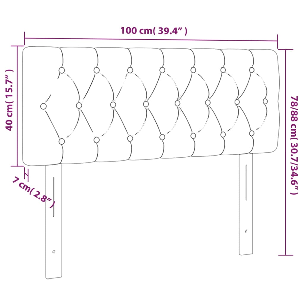 Cabeceira de cama tecido 100x7x78/88 cm cinzento-acastanhado