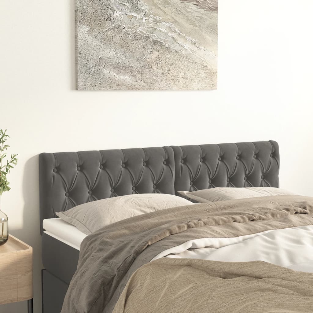 Cabeceira de Cama Paris em Veludo de 140 cm - Cinzento Escuro - Design Moderno