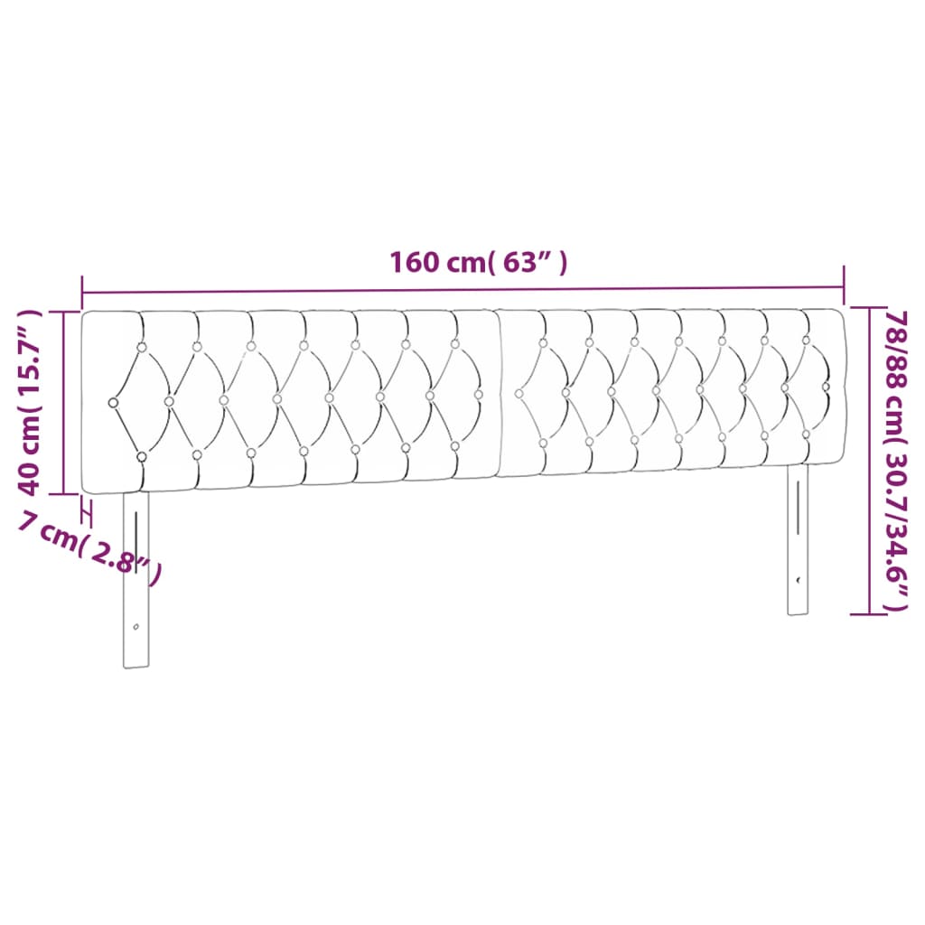 Cabeceira de cama 2 pcs tecido 80x7x78/88 cm castanho-escuro