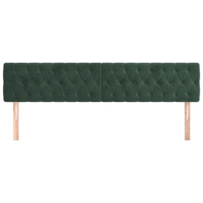 Cabeceira de cama 2 pcs veludo 90x7x78/88 cm verde-escuro