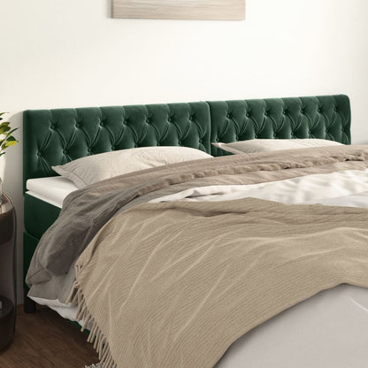 Cabeceira de cama 2 pcs veludo 90x7x78/88 cm verde-escuro