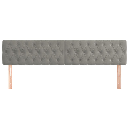 Cabeceira de Cama Paris em Veludo de 200 cm - Cinzento Claro - Design Moderno