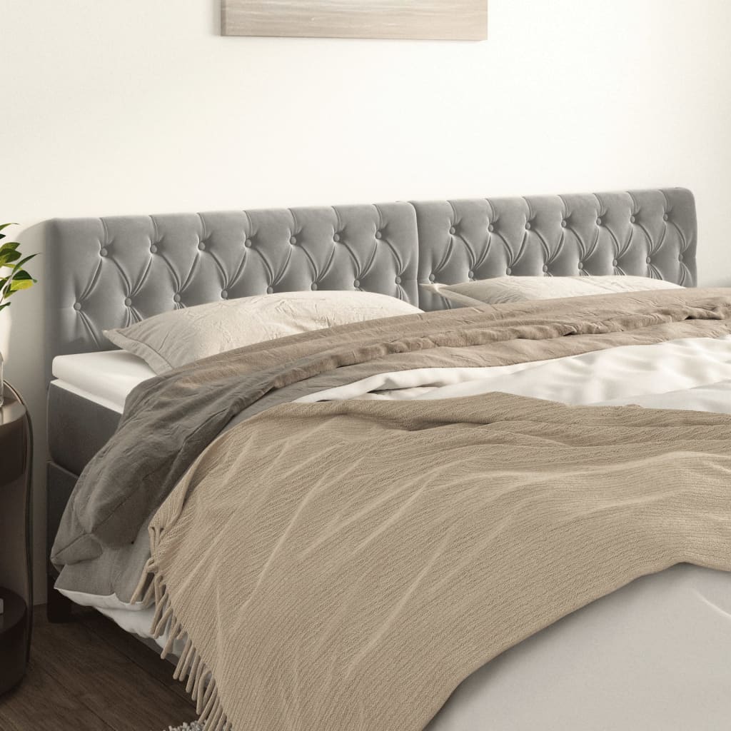 Cabeceira de Cama Paris em Veludo de 200 cm - Cinzento Claro - Design Moderno