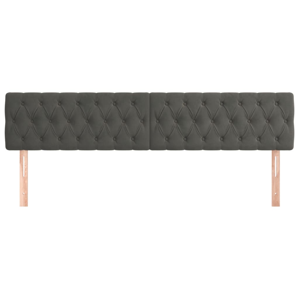 Cabeceira de Cama Paris em Veludo de 200 cm - Cinzento Escuro - Design Moderno