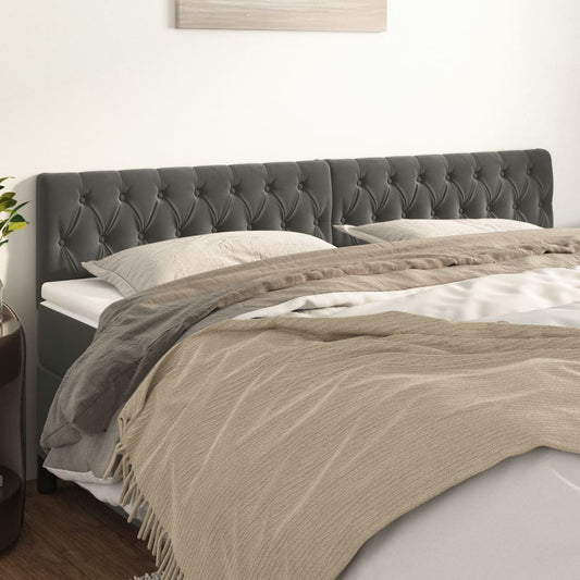 Cabeceira de Cama Paris em Veludo de 200 cm - Cinzento Escuro - Design Moderno