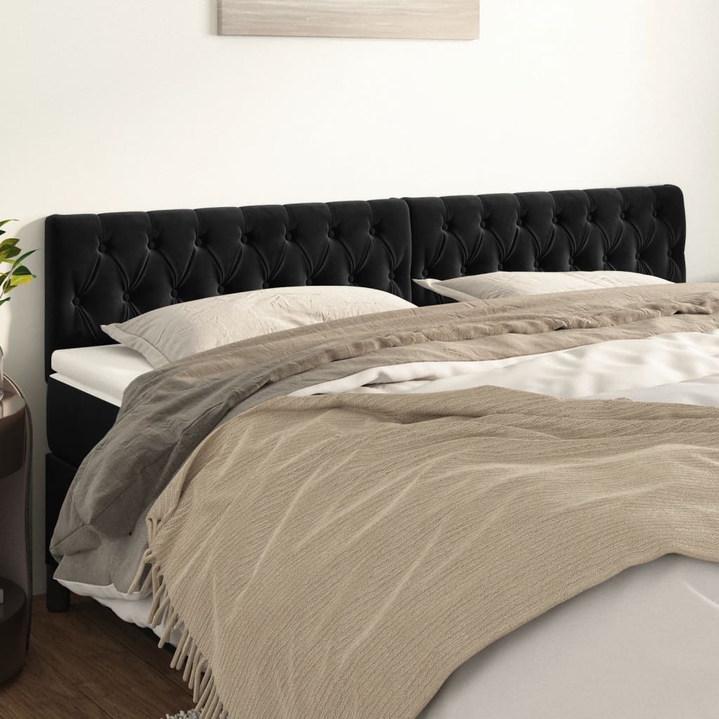 Cabeceira de Cama Paris em Veludo de 200 cm - Preto - Design Moderno