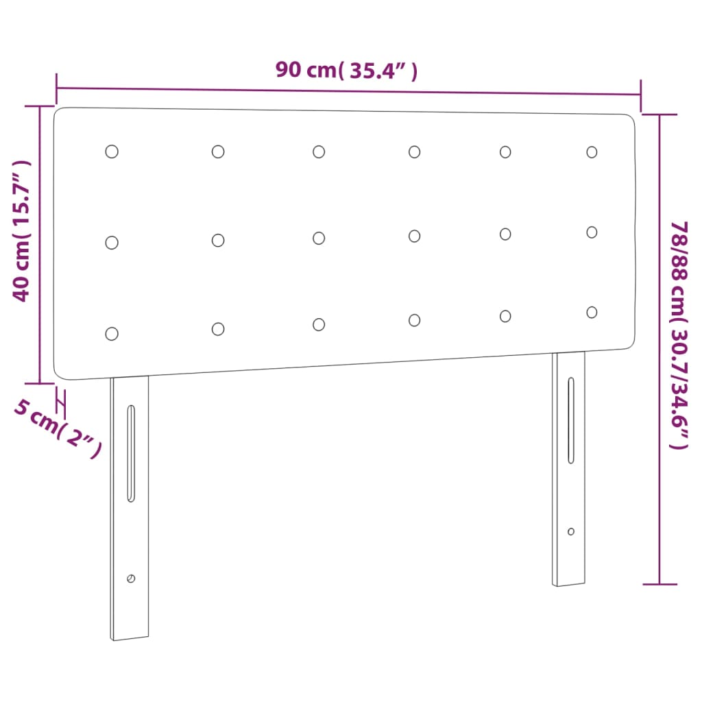 Cabeceira de cama tecido 90x5x78/88 cm cinzento-claro