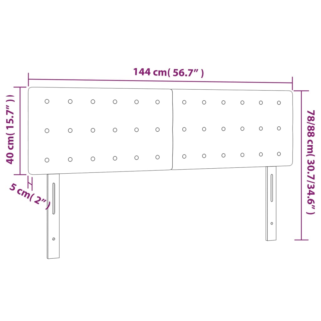 Cabeceira de cama 2 pcs tecido 72x5x78/88 cm castanho-escuro