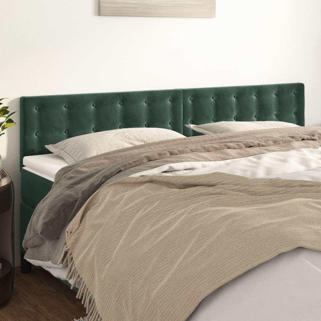 Cabeceira de cama 2 pcs veludo 90x5x78/88 cm verde-escuro