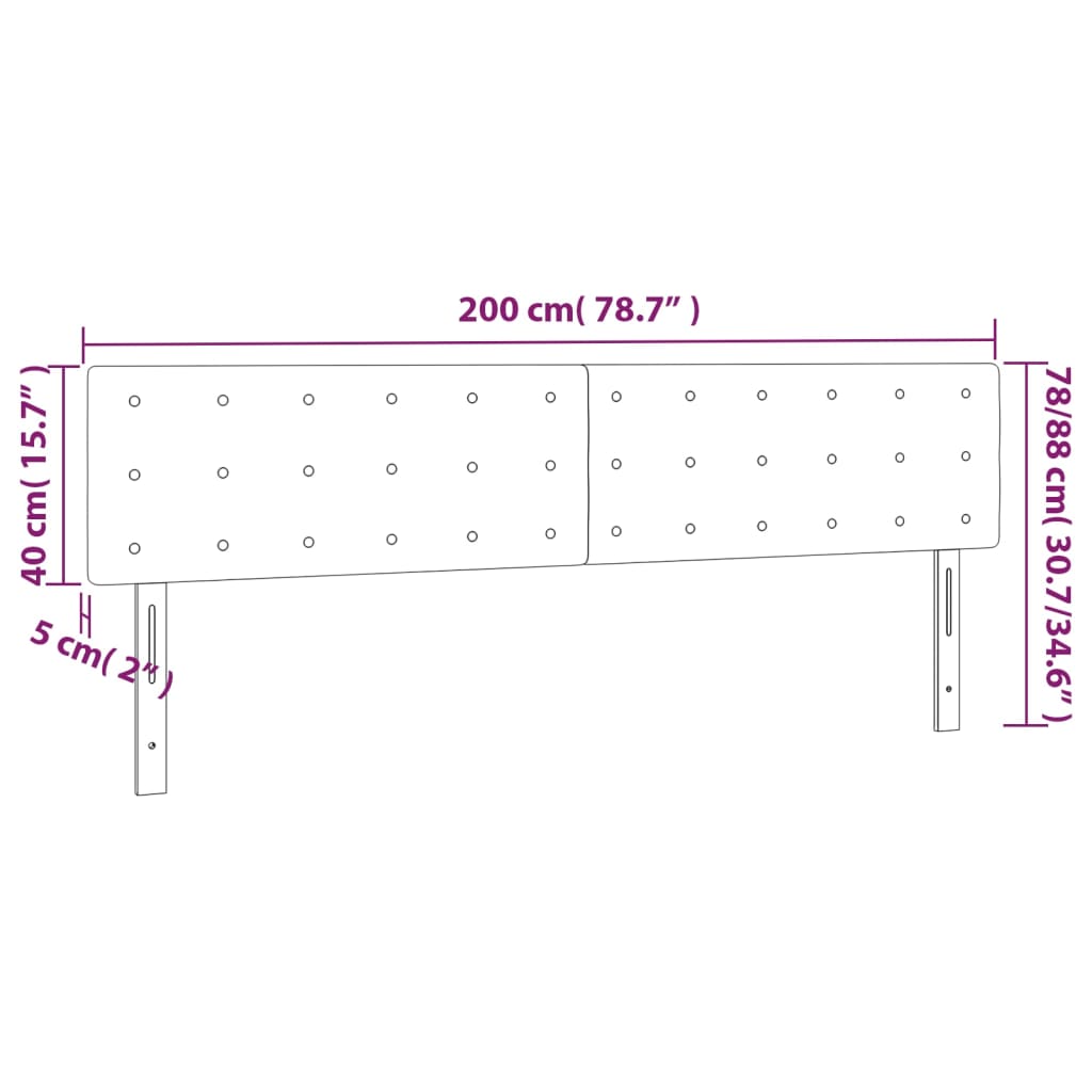 Cabeceira de cama 2 pcs tecido 100x5x78/88 cm cinzento-escuro