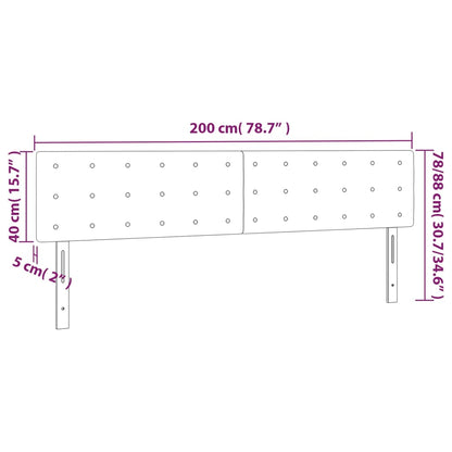 Cabeceira cama 2 pcs tecido 100x5x78/88 cm cinzento-acastanhado