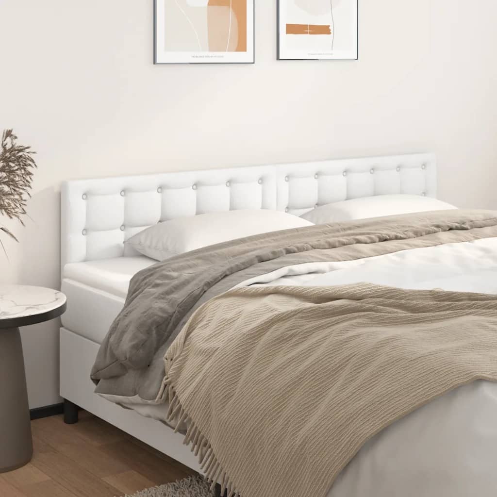 Cabeceira de cama 2 pcs couro artificial 100x5x78/88 cm branco