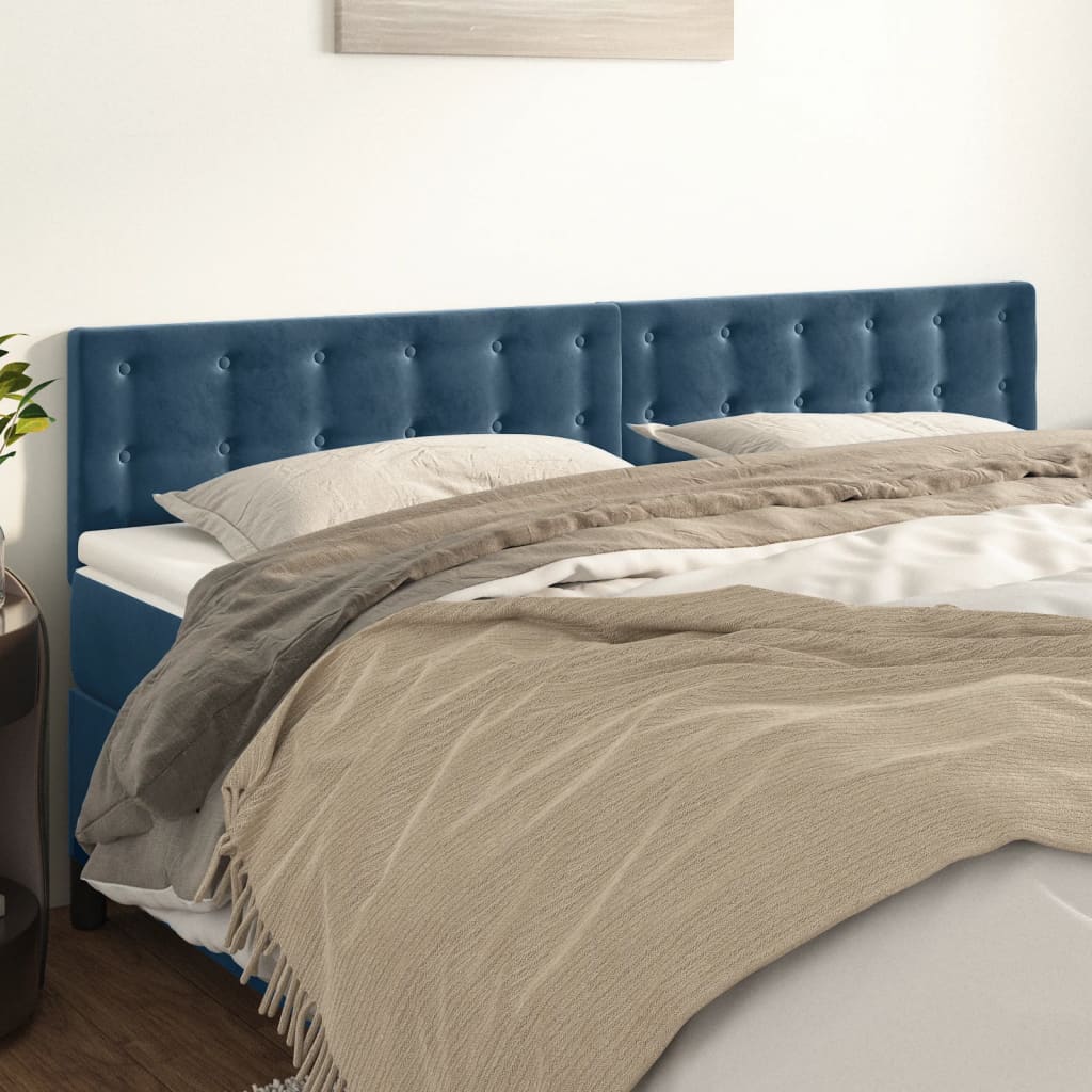 Cabeceira de cama 2 pcs veludo 100x5x78/88 cm azul-escuro