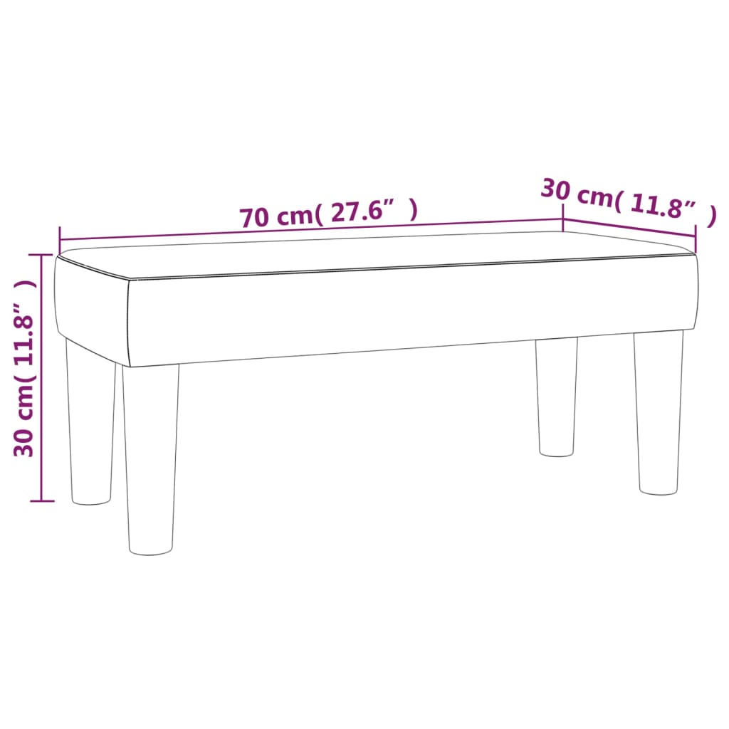 Banco 70x30x30 cm veludo cinzento-claro