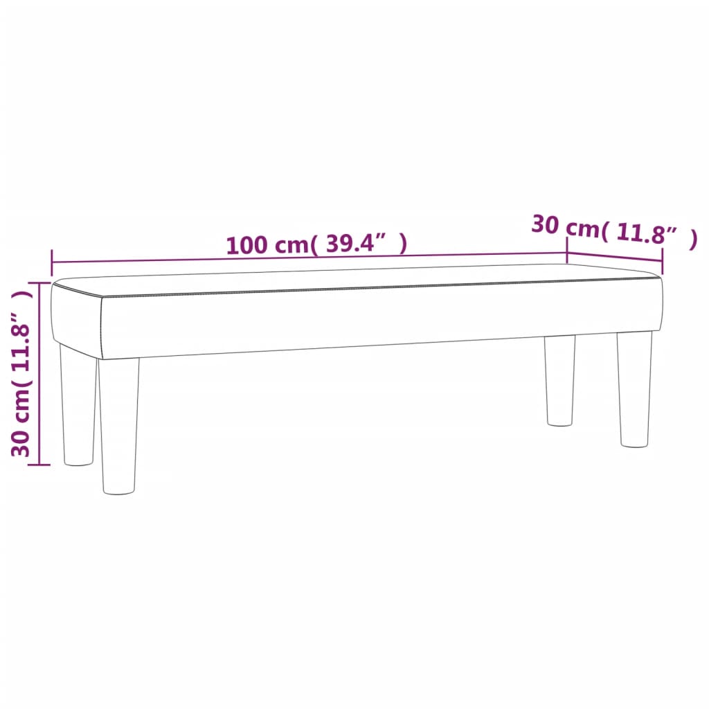 Banco 100x30x30 cm tecido cinza-claro