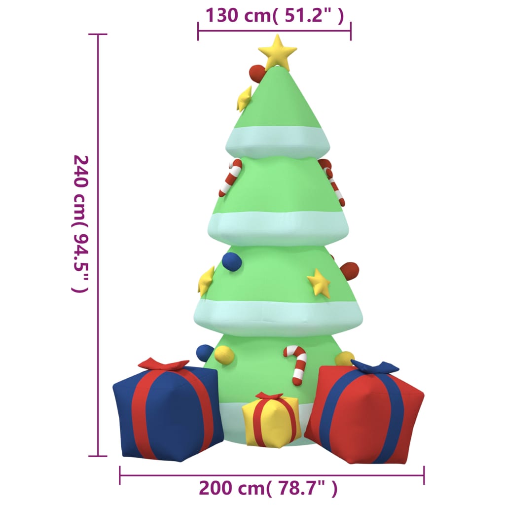 Árvore de Natal Insuflável de 240 cm com Luzes LED