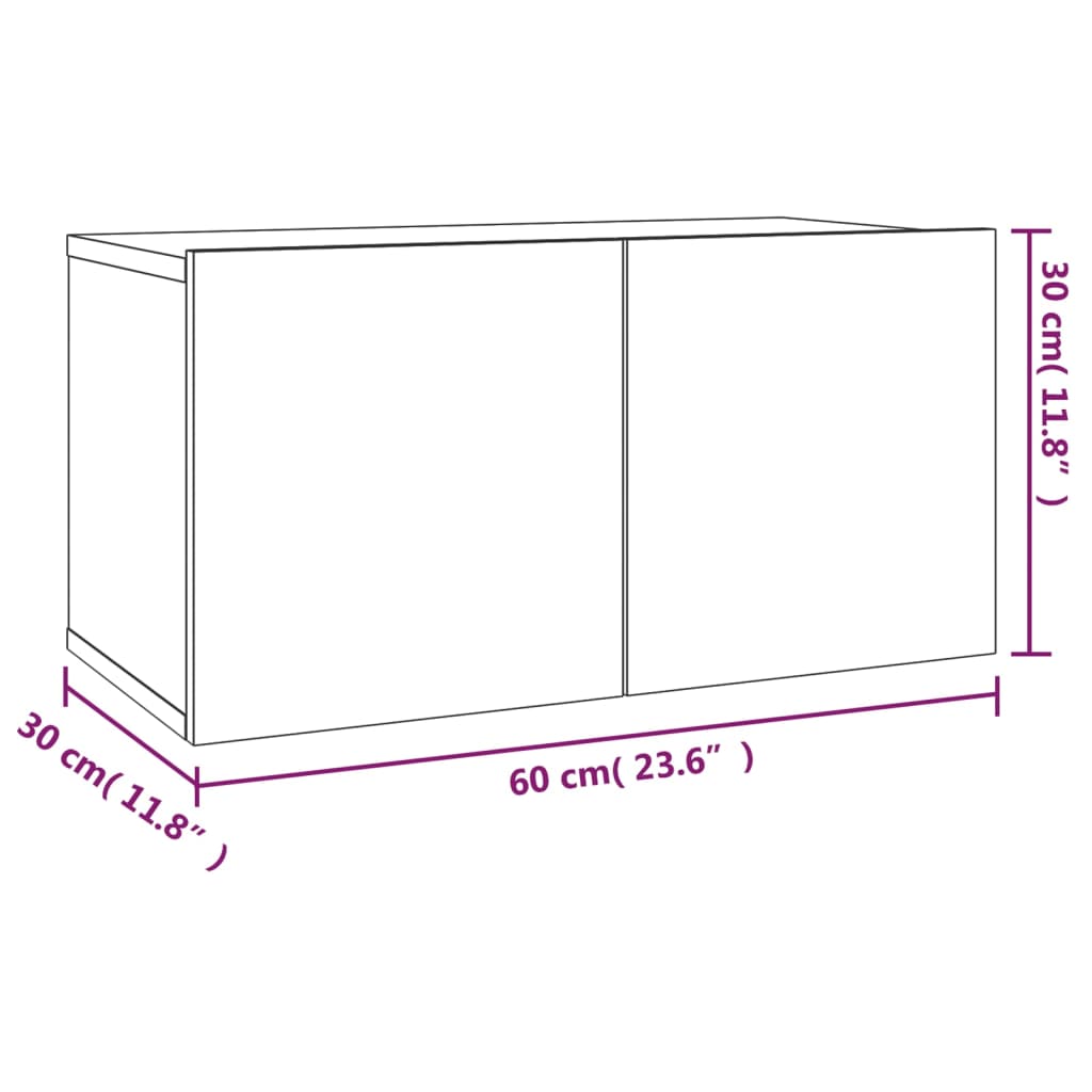 Conjunto móveis de TV 2 pcs madeira processada sonoma cinza