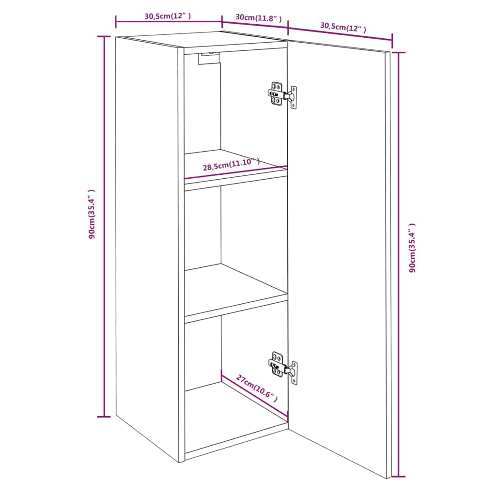 Móveis de TV 4 pcs 30,5x30x90 cm madeira cor carvalho castanho