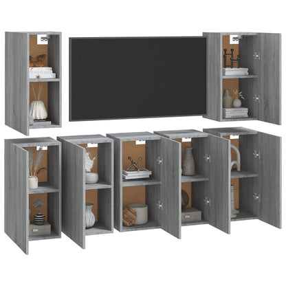 Móveis de TV 7 pcs 30,5x30x60 cm derivados madeira cinza sonoma