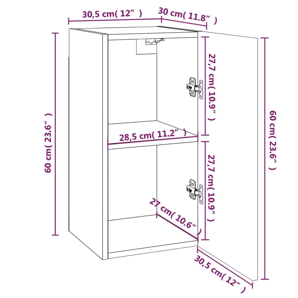 Móveis de TV 7 pcs 30,5x30x60 cm madeira cor carvalho castanho