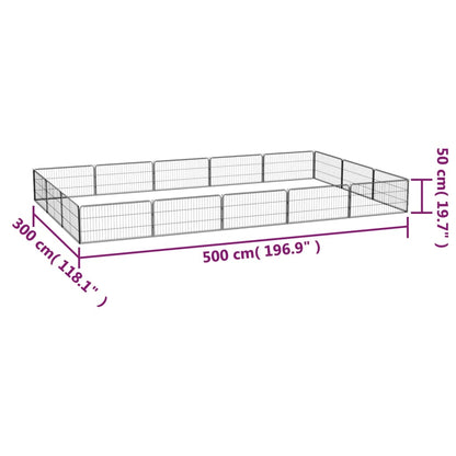 Parque p/ cães c/ 16 painéis 100x50 cm aço revestido a pó preto