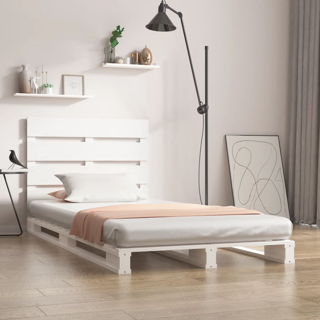 Estrutura cama pequena de solteiro 75x190cm pinho maciço branco