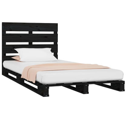 Estrutura cama pequena de solteiro 75x190 cm pinho maciço preto