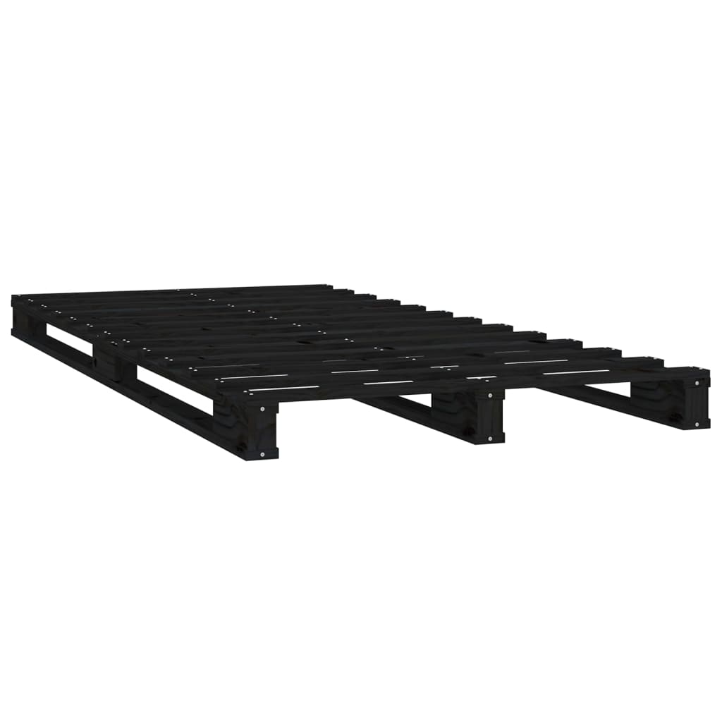 Estrutura cama pequena de solteiro 75x190 cm pinho maciço preto