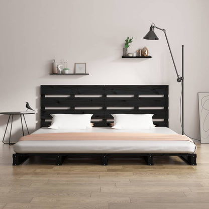 Estrutura de cama de casal 135x190 cm pinho maciço preto