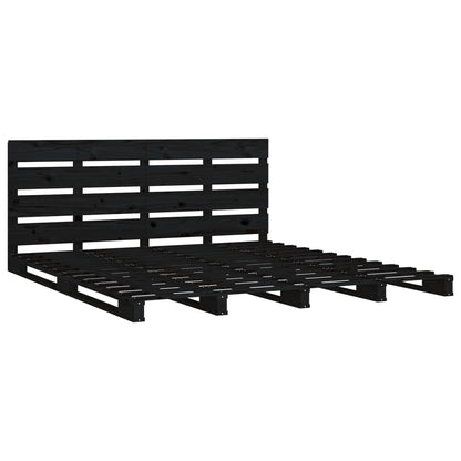 Estrutura de cama de casal 135x190 cm pinho maciço preto