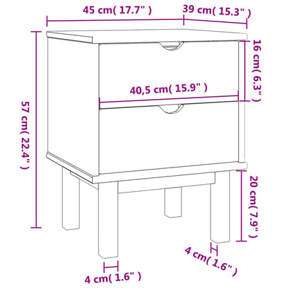 Mesa de Cabeceira Sidney em Madeira de Pinho - Cinzento/Cor Natural - Design Escandinavo