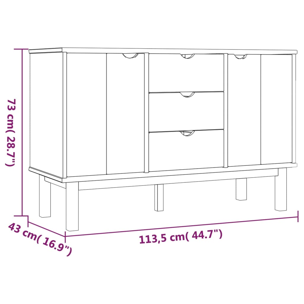 Aparador Sidney de 113cm em Madeira Maciça - Cor Natural - Design Escandinavo