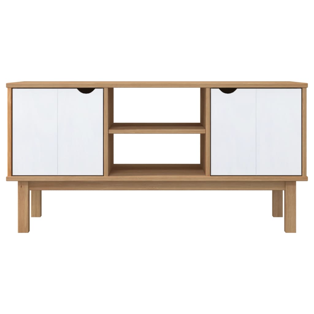 Móvel de TV OTTA 113,5x43x57 pinho maciço castanho/branco