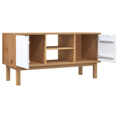 Móvel de TV OTTA 113,5x43x57 pinho maciço castanho/branco