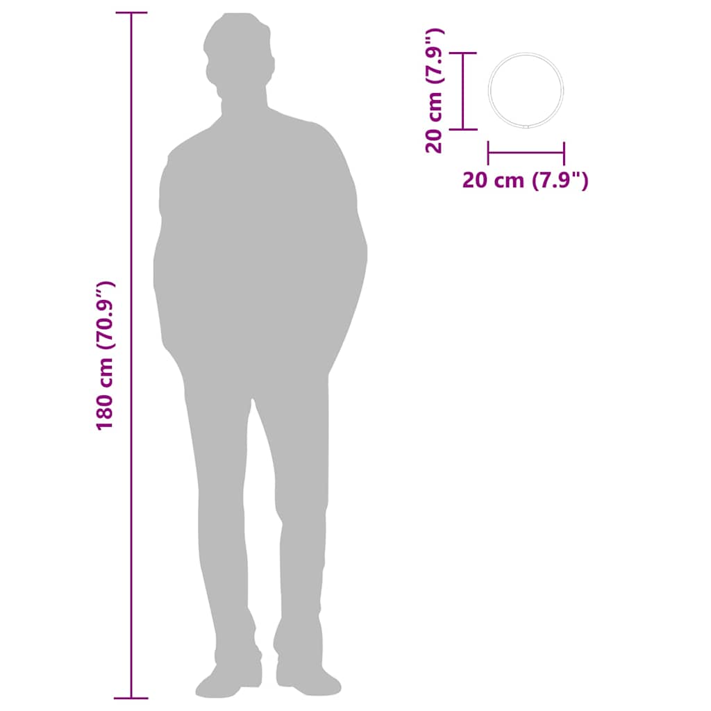 Espelho de parede Ø 20 cm redondo prateado