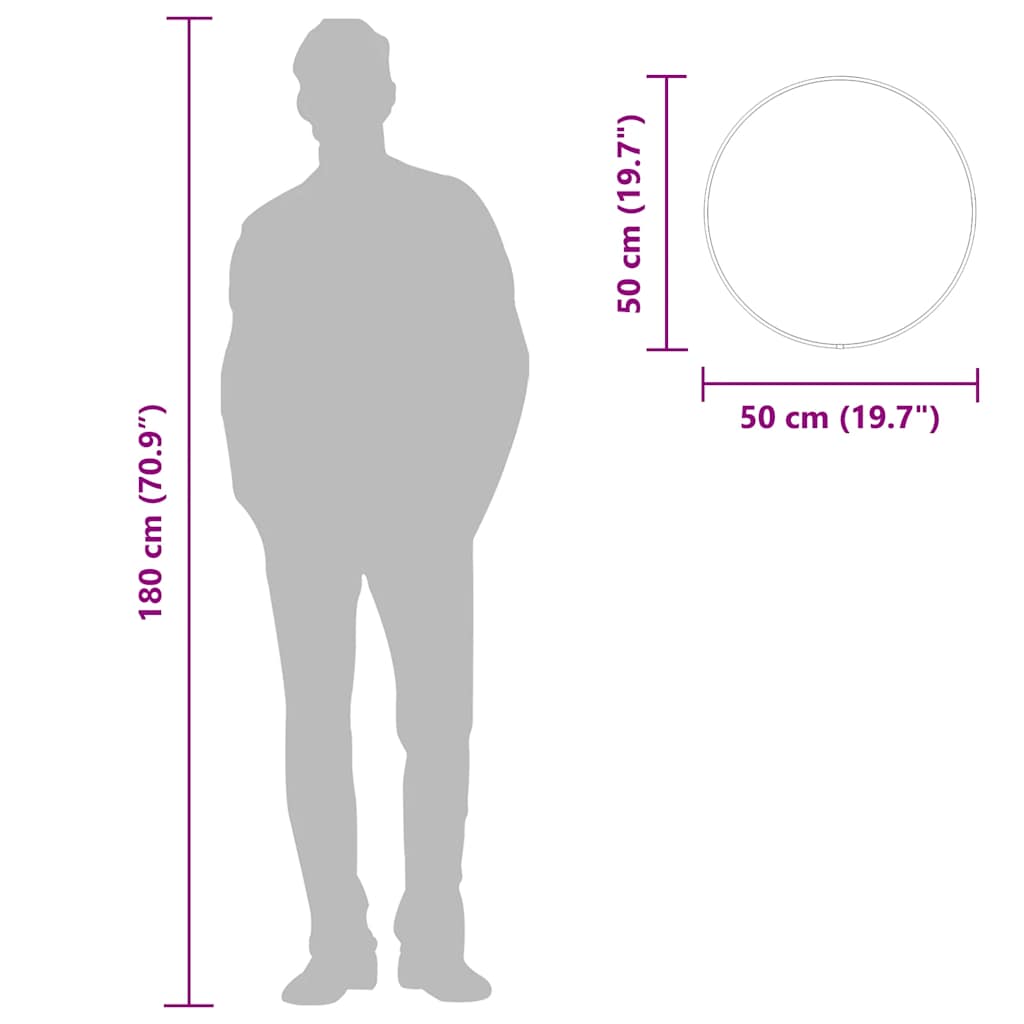 Espelho de parede Ø50 cm redondo prateado