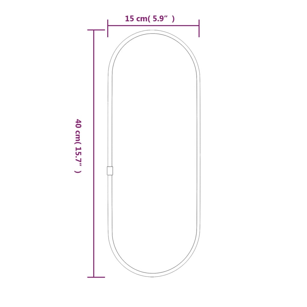 Espelho de parede 40x15 cm oval prateado