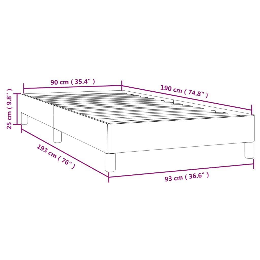 Estrutura de cama 90x190 cm tecido cinzento-escuro