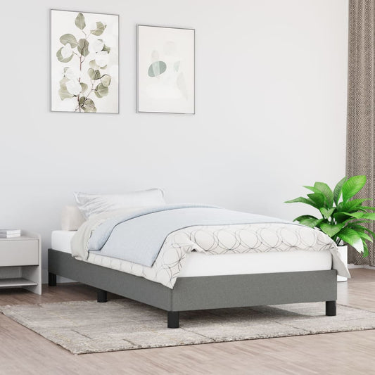 Estrutura de cama 90x190 cm tecido cinzento-escuro