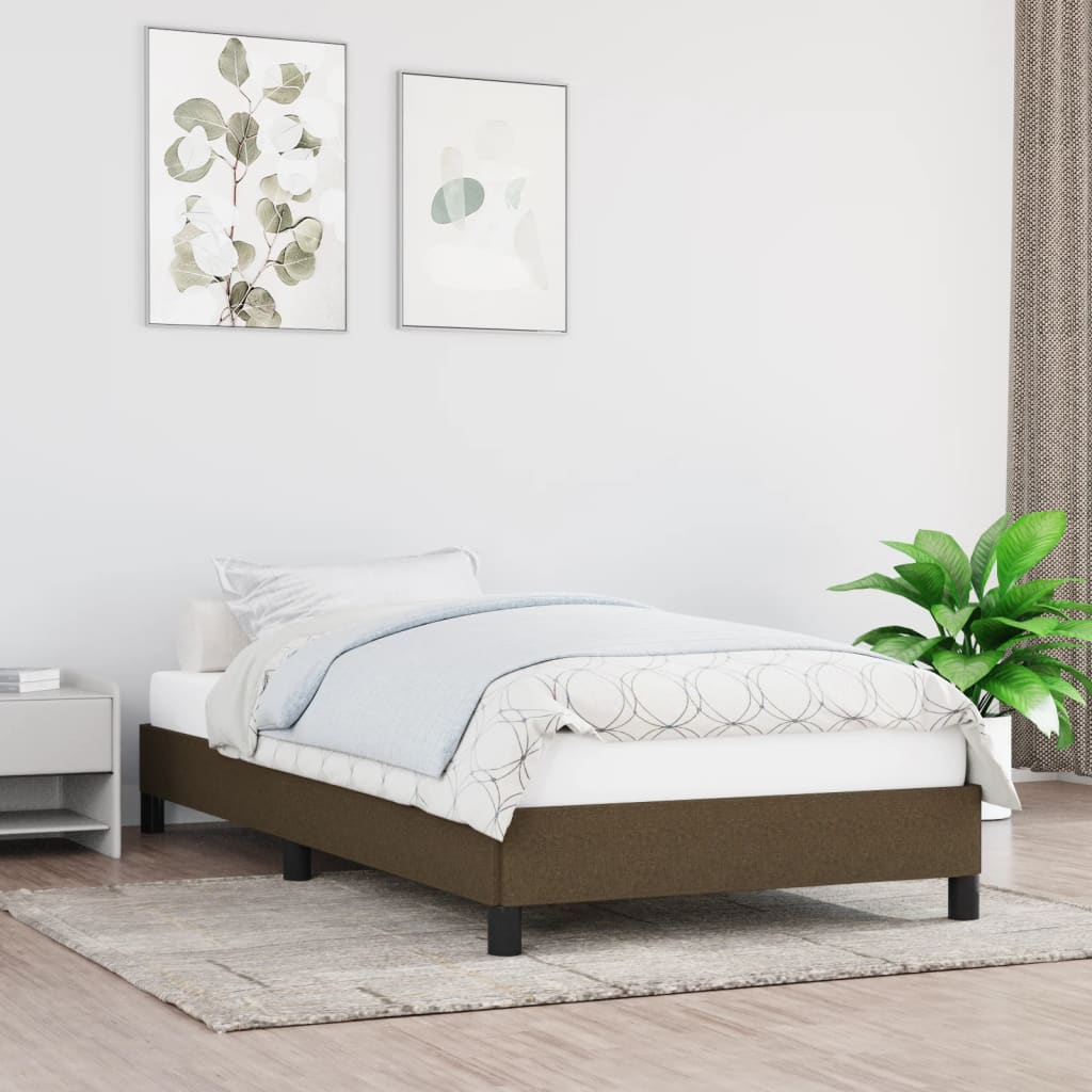 Estrutura de cama 90x190 cm tecido castanho-escuro