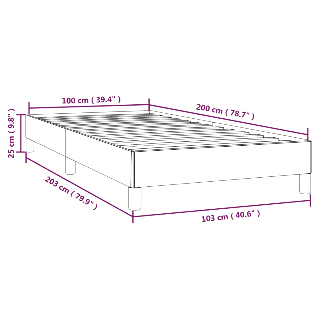 Estrutura de cama 100x200 cm tecido cinzento-escuro