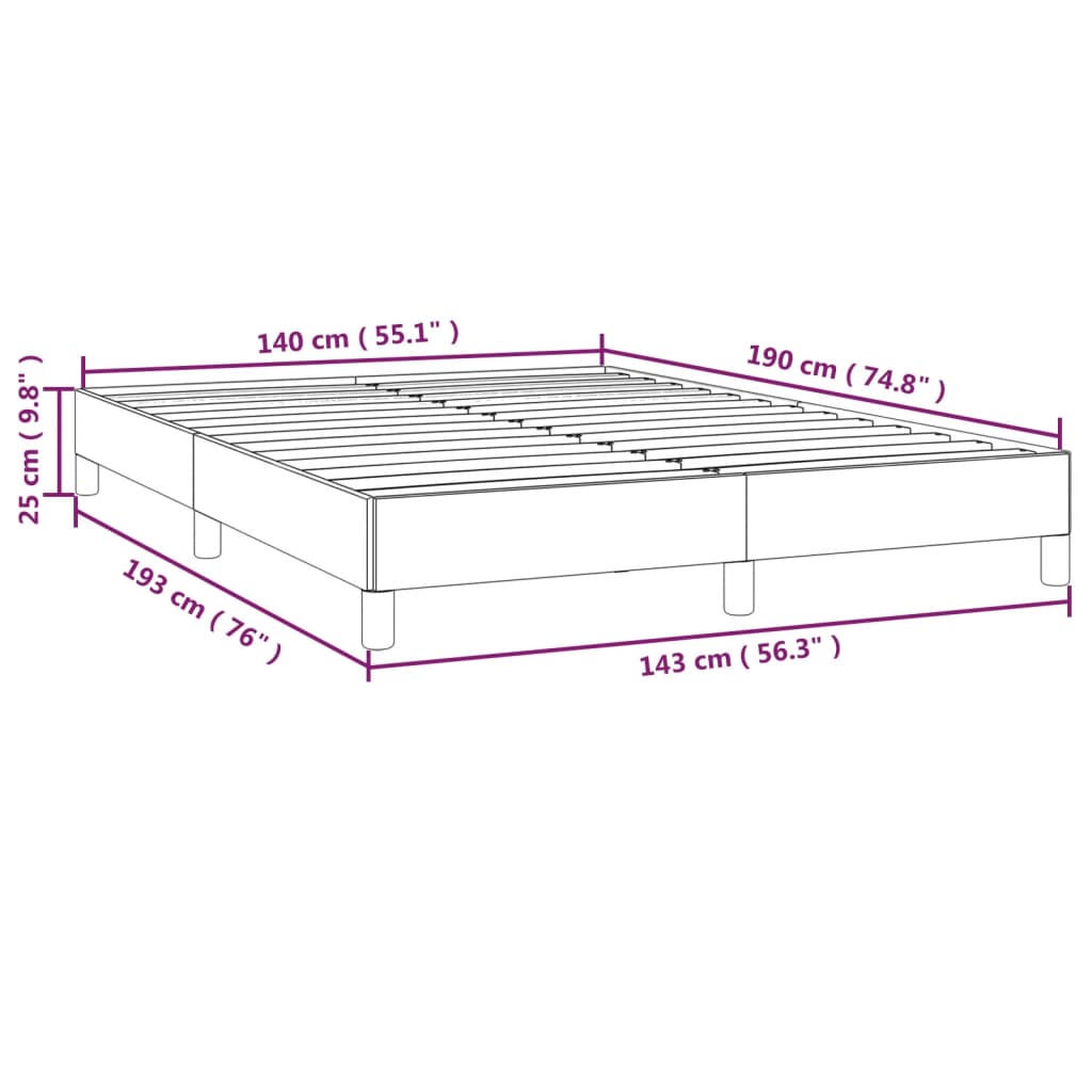 Estrutura de cama 140x190 cm tecido cinza-claro