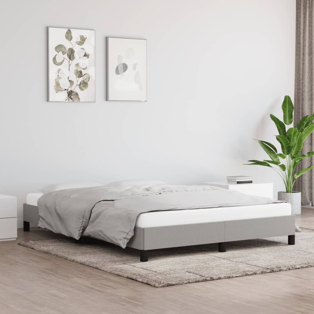 Estrutura de cama 140x190 cm tecido cinza-claro