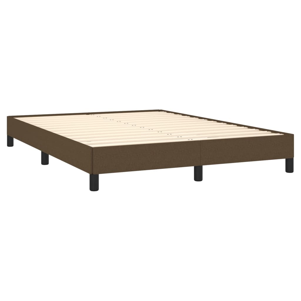 Estrutura de cama 140x190 cm tecido castanho-escuro