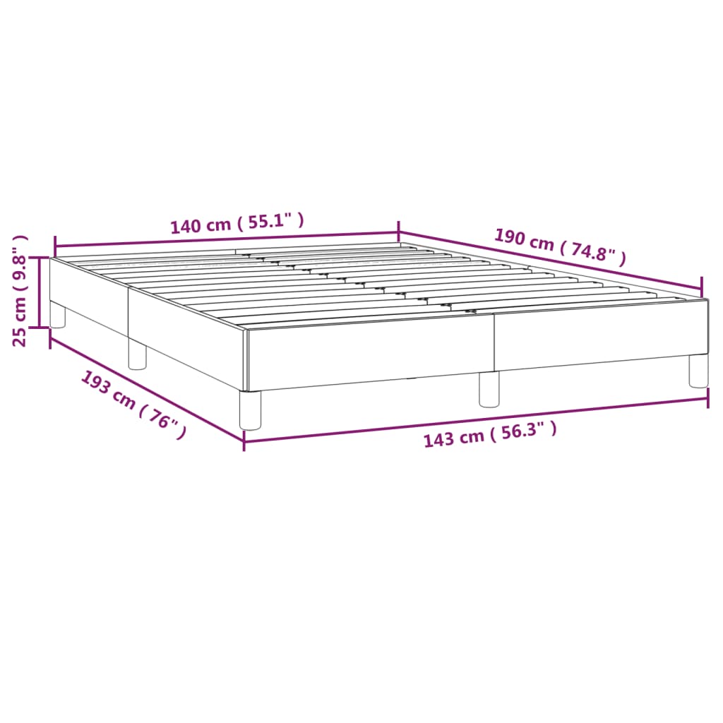 Estrutura de cama 140x190 cm tecido castanho-escuro