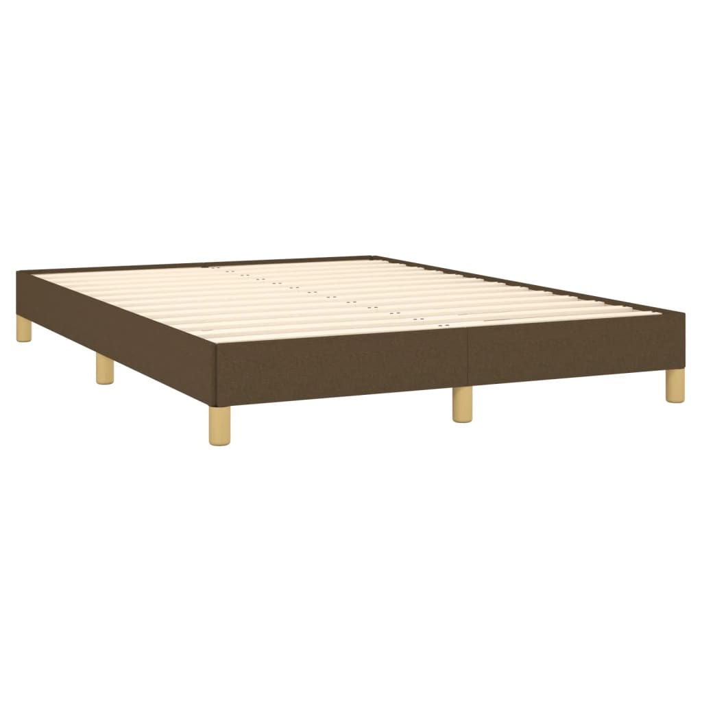 Estrutura de cama 140x190 cm tecido castanho-escuro