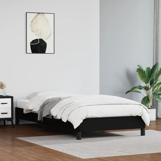 Estrutura de cama 90x190 cm couro artificial preto