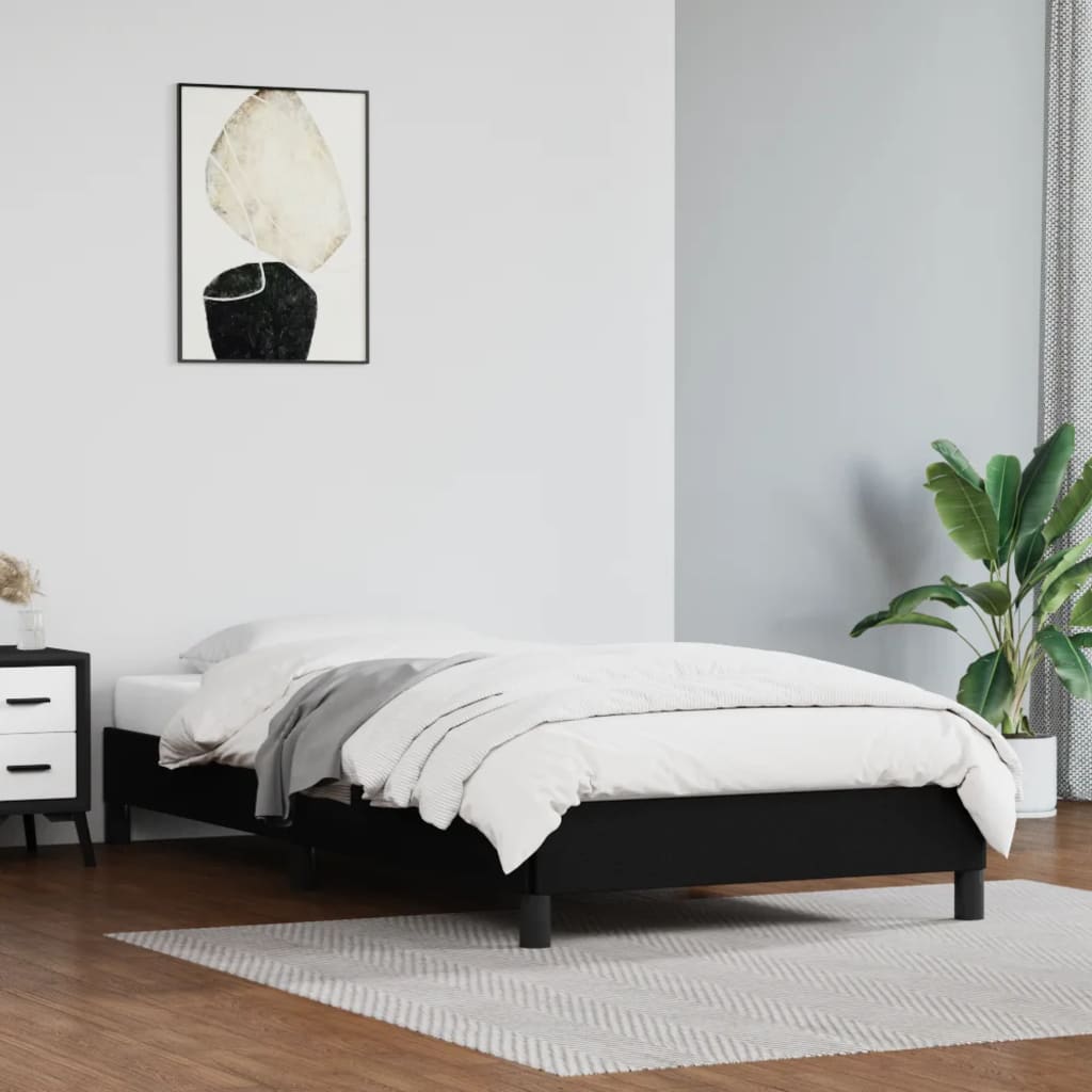 Estrutura de cama 90x190 cm couro artificial preto