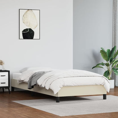 Estrutura de cama 100x200 cm couro artificial cor creme