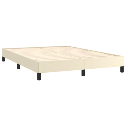 Estrutura de cama 140x190 cm couro artificial cor creme